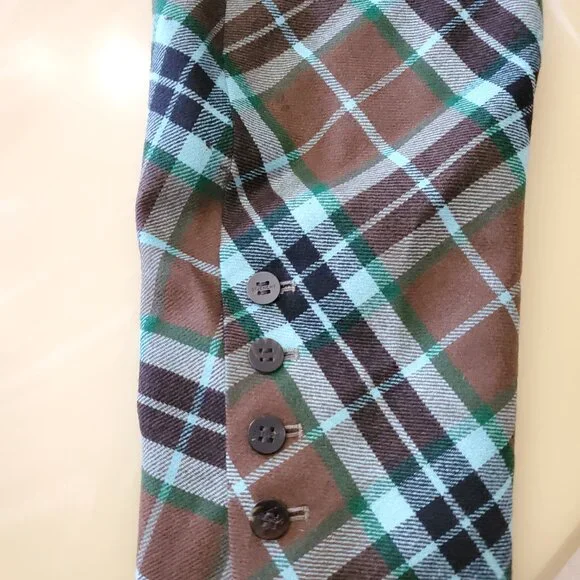 Givenchy Vintage 90's Multi-Color Plaid Women's Wool Blazer Logo Buttons Size 44 - Picture 14 of 16